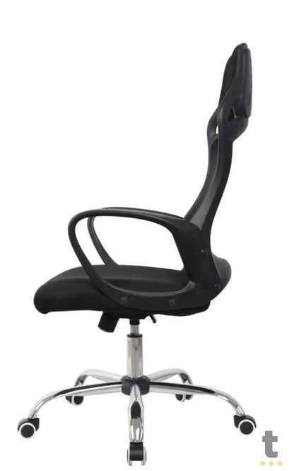 Cadeira Escritório Giratoria C/ Altura Ajustavel Base Cromada Xh-6119 Preta Truedata