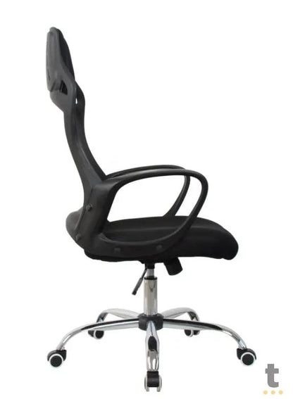 Cadeira Escritório Giratoria C/ Altura Ajustavel Base Cromada Xh-6119 Preta Truedata