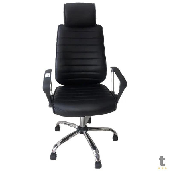 Cadeira Escritório Giratoria C/ Altura Ajustavel Pés Cromados Sh-8113h Preta