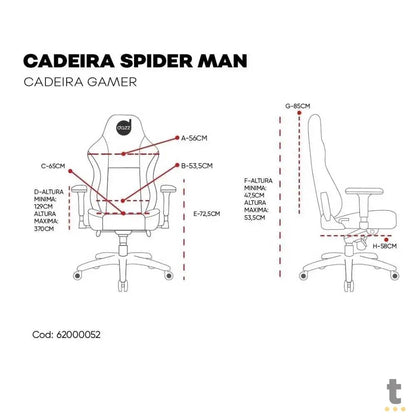 Cadeira Gamer Dazz Marvel Homem Aranha Giratória Reclinável - 62000052 Truedata