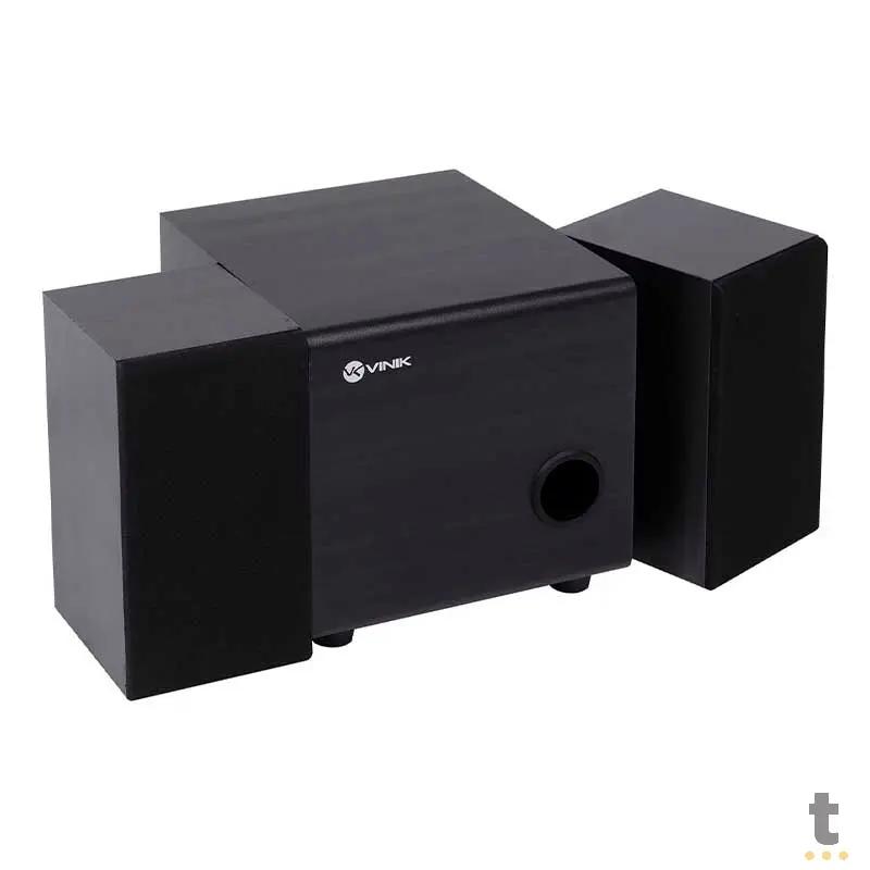Caixa De Som 2.1 Vinik Satelite em Madeira C/ Subwoffer 16W USB P2 Preta - CXTU16W Truedata