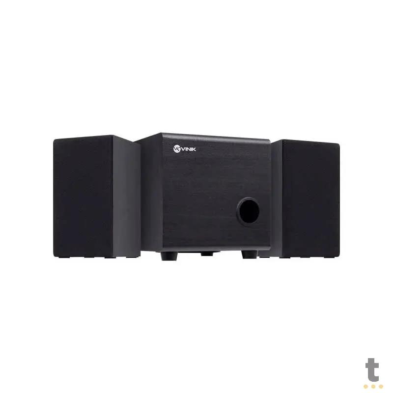 Caixa De Som 2.1 Vinik Satelite em Madeira C/ Subwoffer 16W USB P2 Preta - CXTU16W Truedata