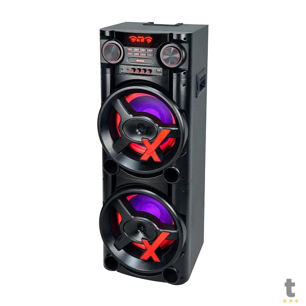 Caixa De Som Amplificada Bluetooth Amvox ACA 1900 New X 1900W Led Preta - 286131 Truedata