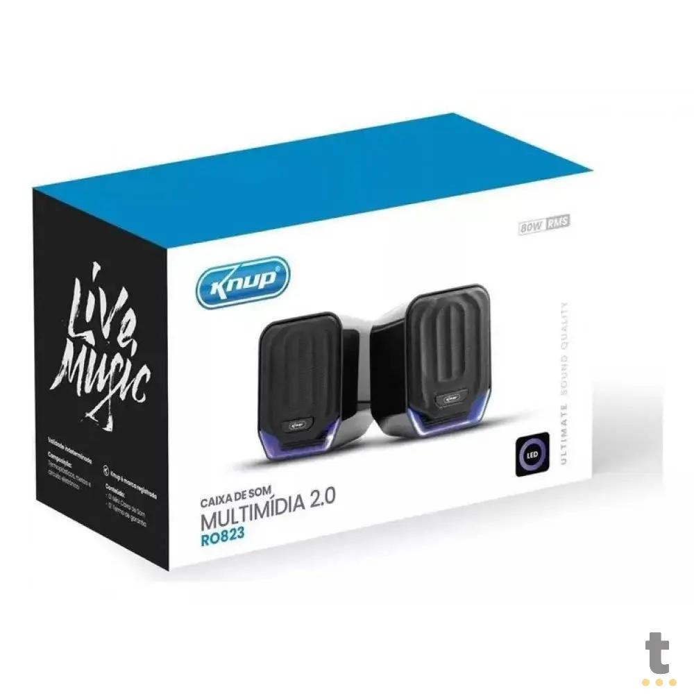 Caixa De Som Knup 2.1 Multimidia 12W RMS C/ Led Azul P2 - RO823 Truedata