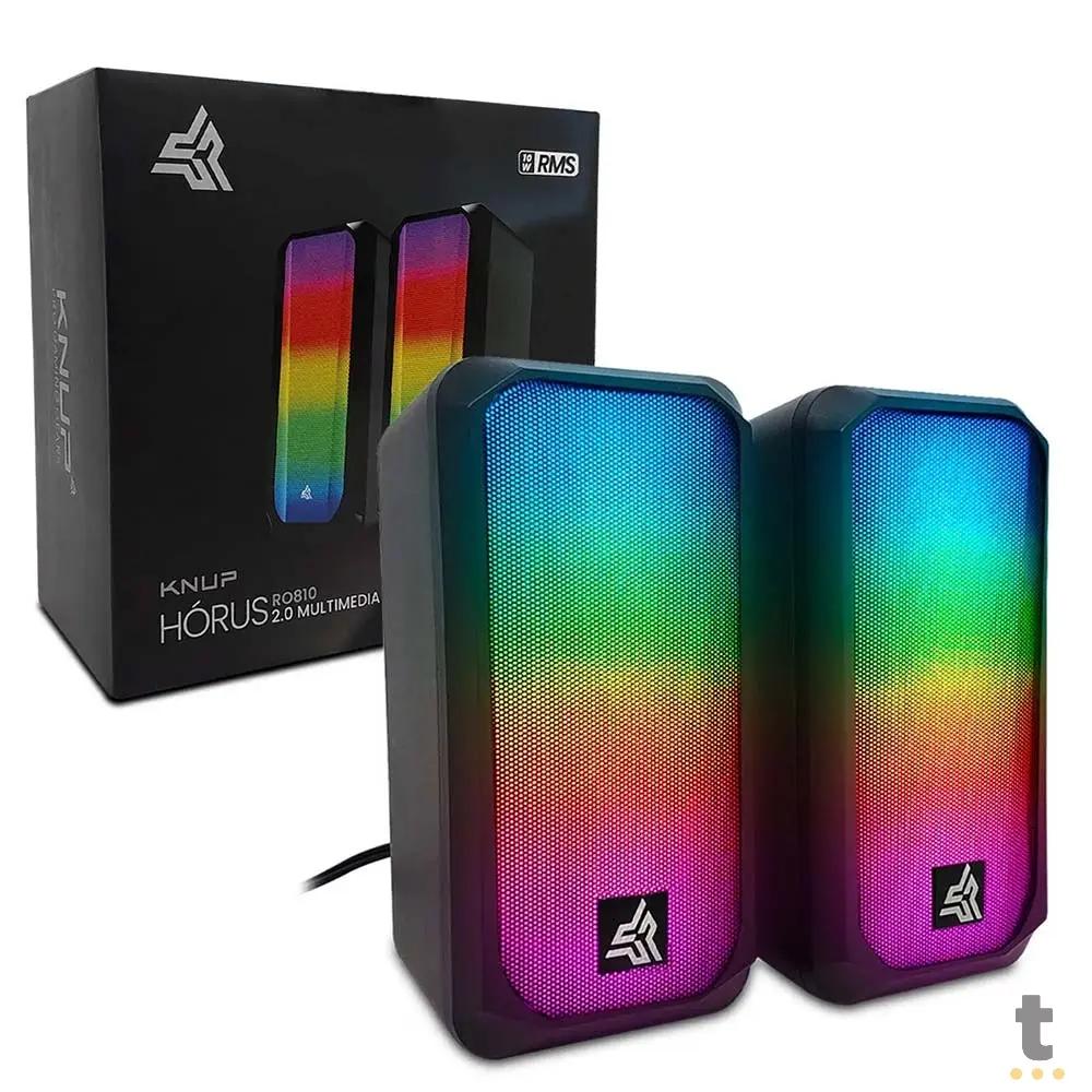 Caixa De Som Knup Horus 2.0 Multimidia 10W RMS C/ Led RGB Usb e P2 - KP-RO810 Truedata