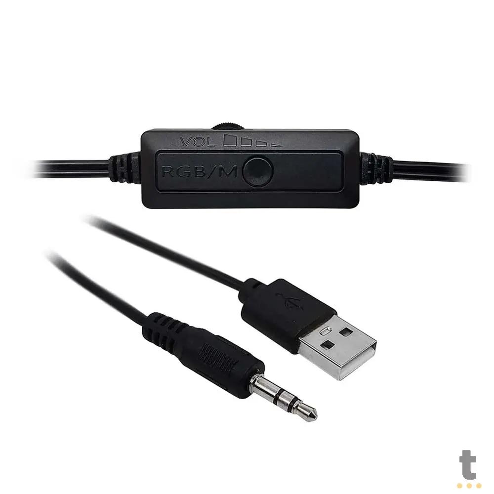 Caixa De Som Knup Horus 2.0 Multimidia 10W RMS C/ Led RGB Usb e P2 - KP-RO810 Truedata