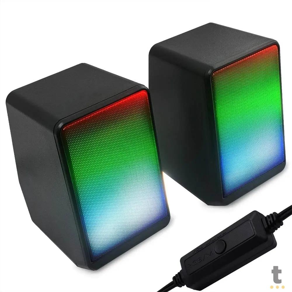 Caixa De Som Knup Horus 2.0 Multimidia 6W C/ Led RGB Usb e P2 - RO839 Truedata