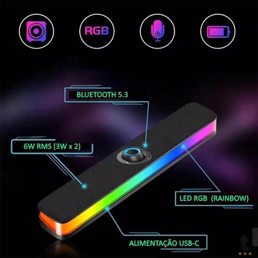 Caixa De Som Soundbar 6W Knup Horus Bluetooth 5.3 RGB - RO842 Truedata