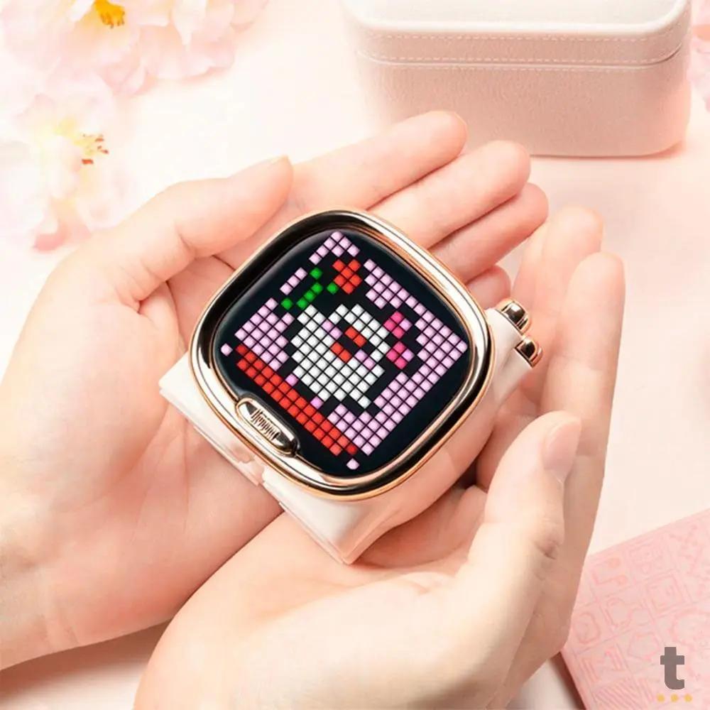 Caixa de Som Portátil Bluetooth Divoom Zooe 6W Rosa C/Interações Visuais Truedata