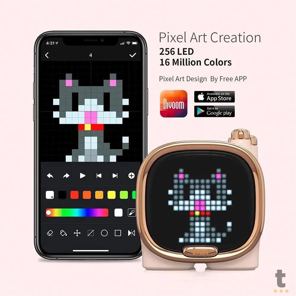 Caixa de Som Portátil Bluetooth Divoom Zooe 6W Rosa C/Interações Visuais Truedata