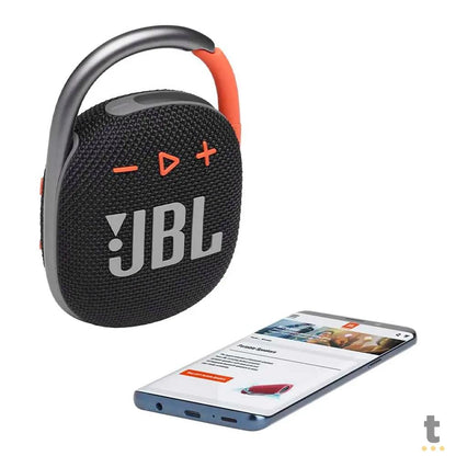 Caixa de Som Portátil Bluetooth JBL Clip 4 5W Preta e Laranja - JBLCLIP4BLKO Truedata