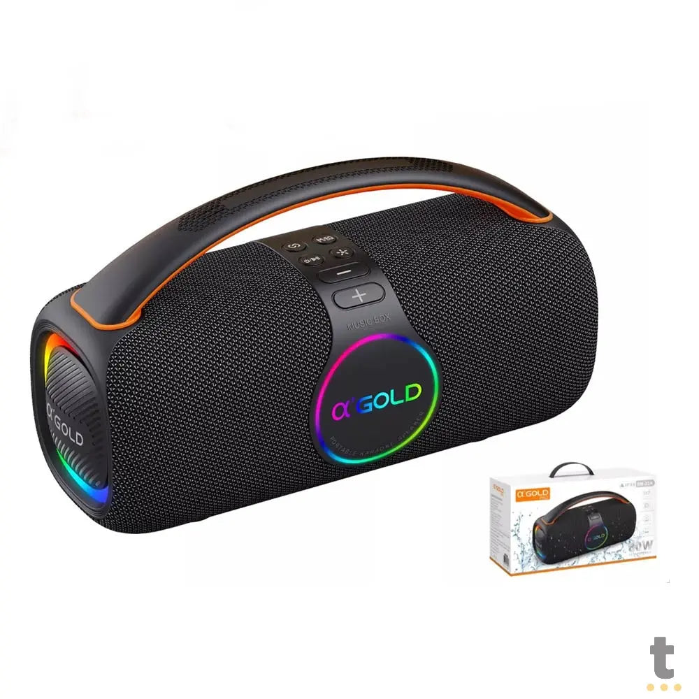 Caixa de Som Portátil Bluetooth aGold 120W IPX6 C/ Microfone - SM-32 Truedata