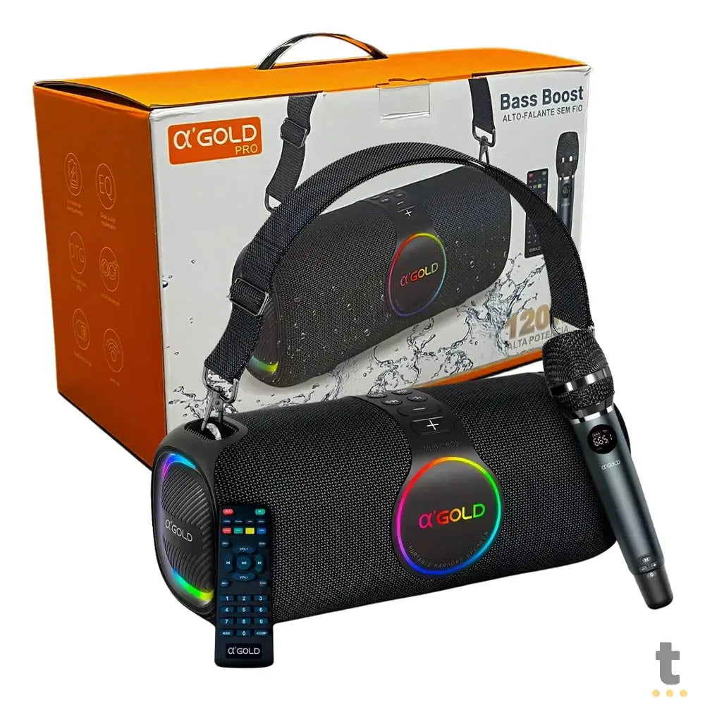 Caixa de Som Portátil Bluetooth aGold 120W IPX6 C/ Microfone - SM-32 Truedata