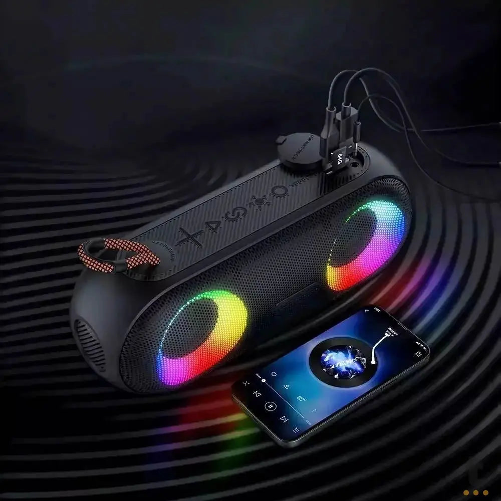 Caixa de Som Portátil Bluetooth aGold 20W IPX6 RGB - SM-31 Truedata