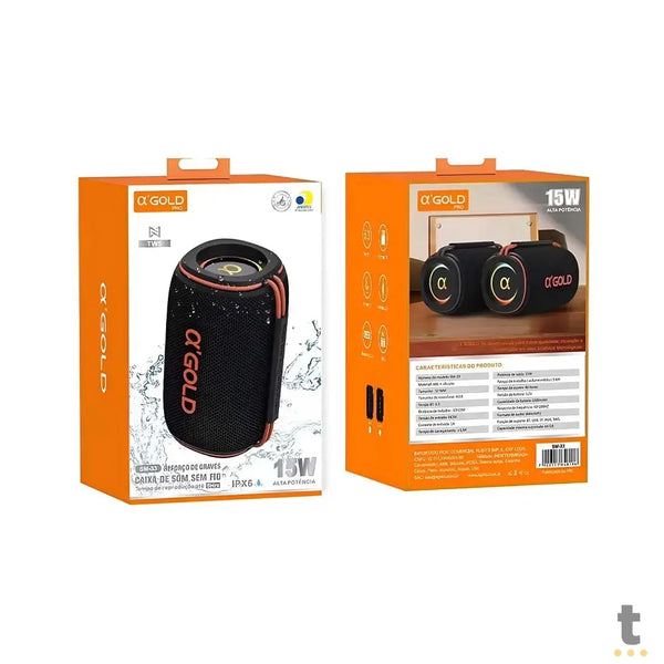 Caixa de Som Portátil Bluetooth aGold 5W IPX6 Duração Até 5hrs - SM-33B