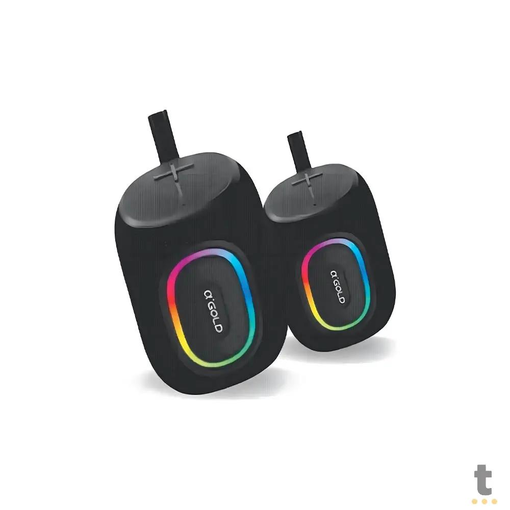 Caixa de Som Portátil Bluetooth aGold 8W IPX6  Duração Até 10hrs - SM-23 Truedata