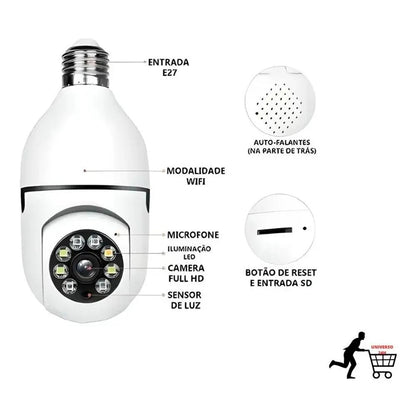 Câmera De Vigilância Ip Durawell Lampada HD Wi-fi Branca - 8177QJ Truedata