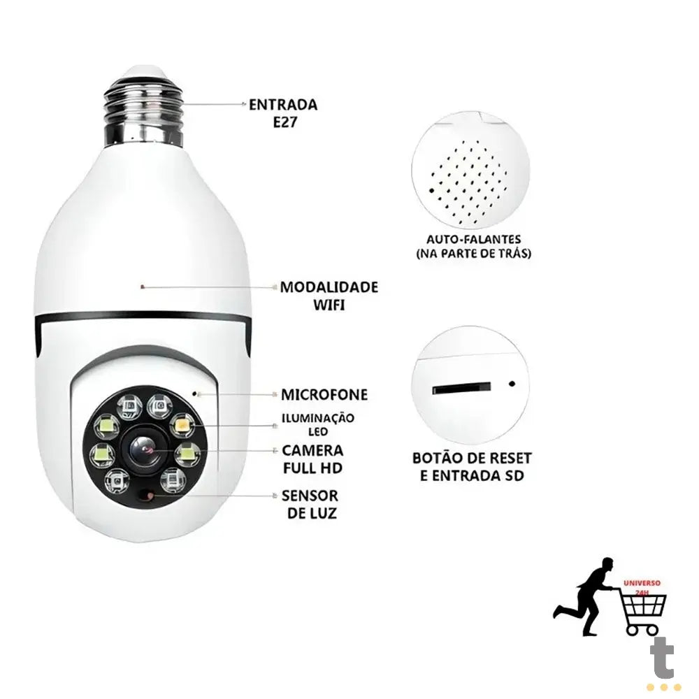 Câmera De Vigilância Ip Durawell Lampada HD Wi-fi Branca - 8177QJ Truedata