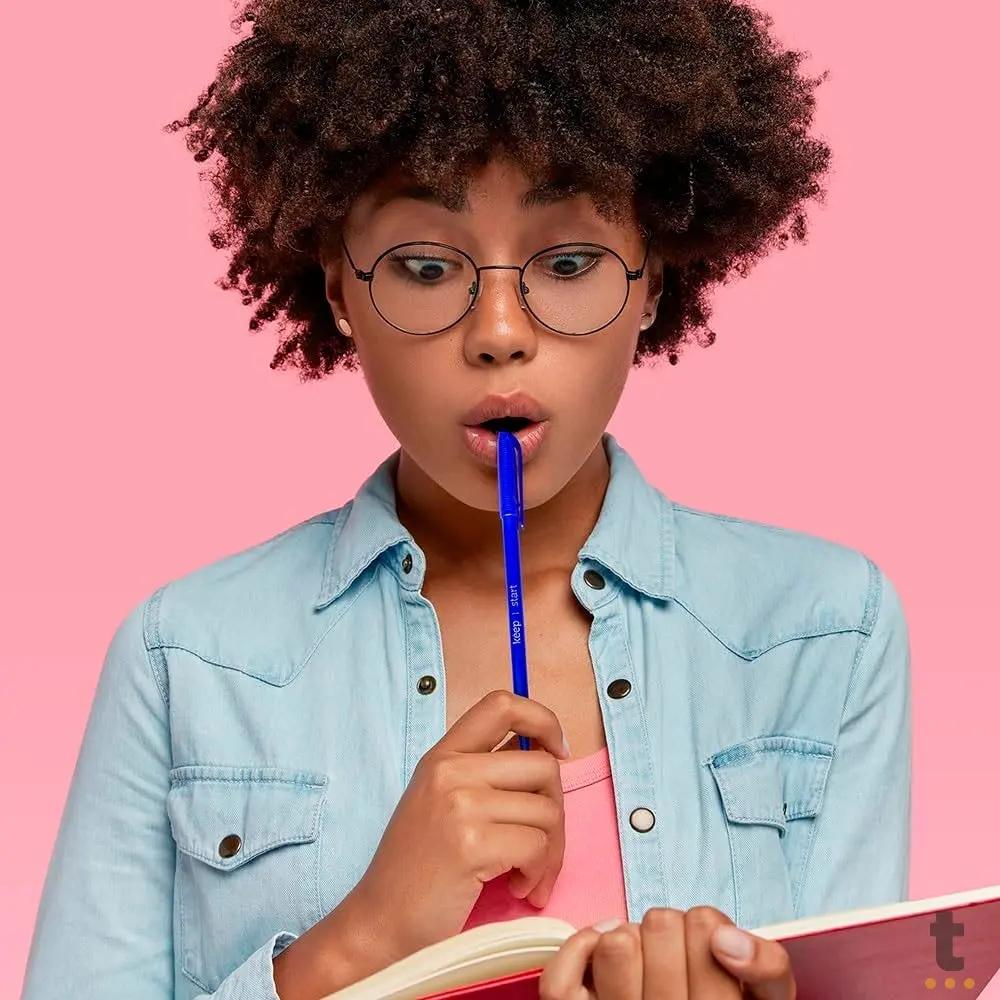 Caneta Esferográfica Ponta Fina 0,7mm c/ 50 Unidades Azul Keep - EI094 Truedata