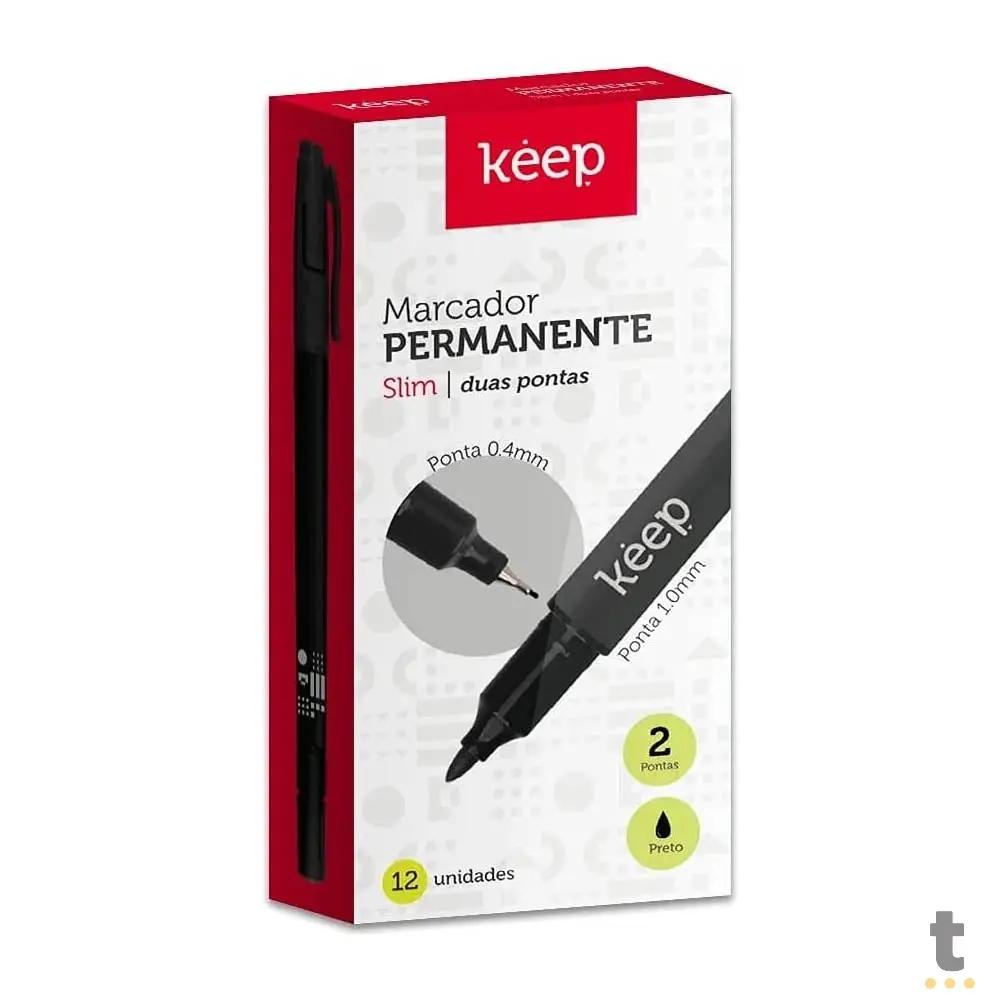 Caneta Marcador Permanente Keep Duas Pontas Fina/Ultrafina 1mm/0.4mm Preto - MR020 Truedata
