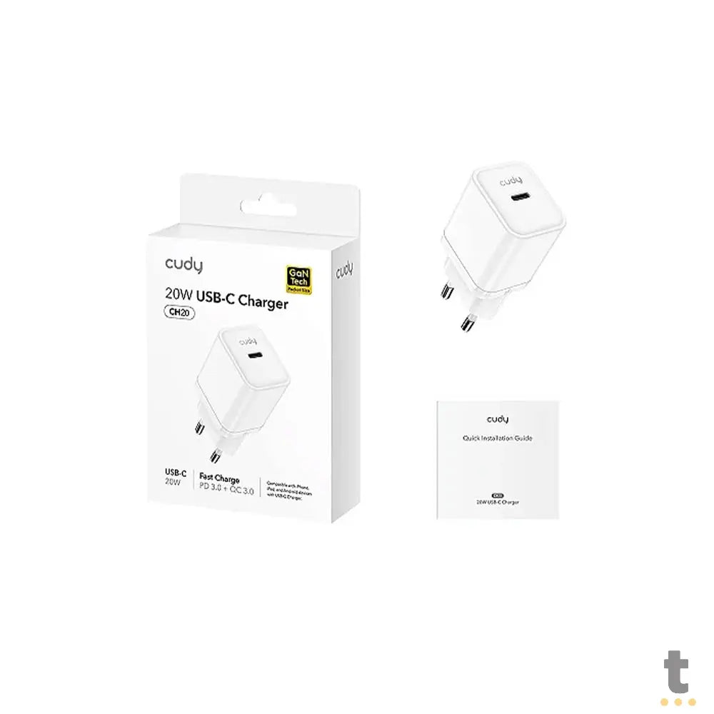 Carregador De Parede Cudy USB-C 20W Branco - CH20 Truedata