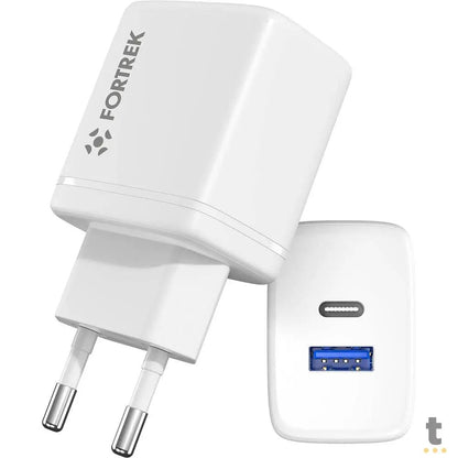 Carregador De Parede Dual Usb e Usb-C Fortrek FK 110B - 82661 Truedata