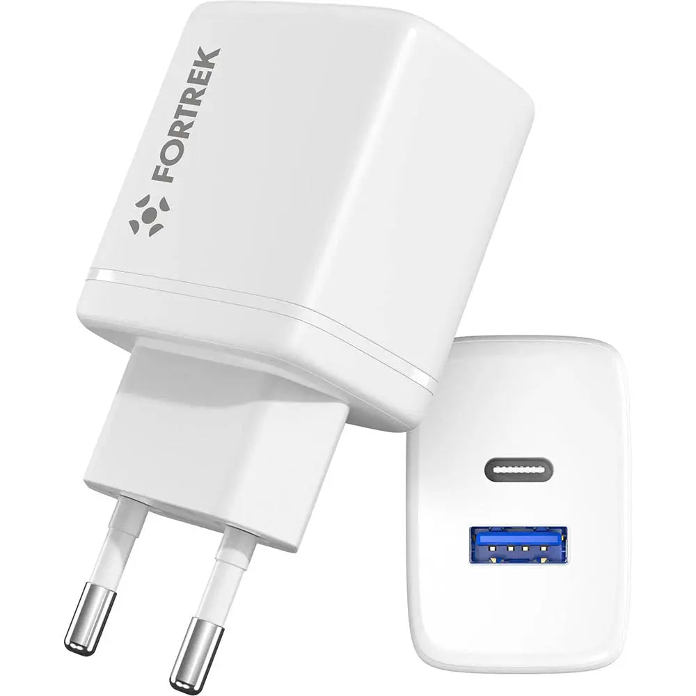 Carregador De Parede Dual Usb e Usb-C Fortrek FK 110B - 82661 Truedata