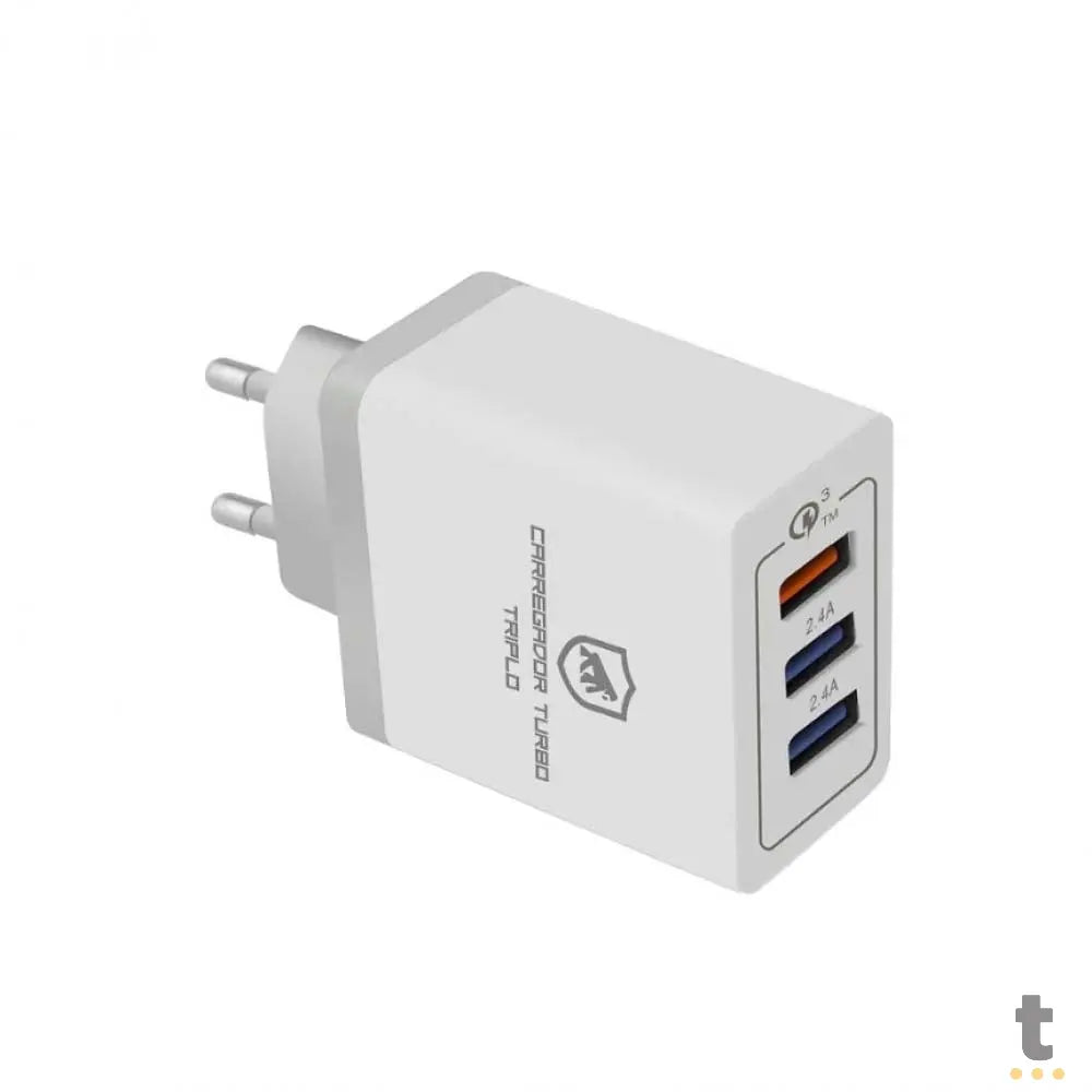 Carregador De Parede GShield Triplo USB Turbo 18W Branco S/ Cabo - GNL3Y2K72-IP Truedata