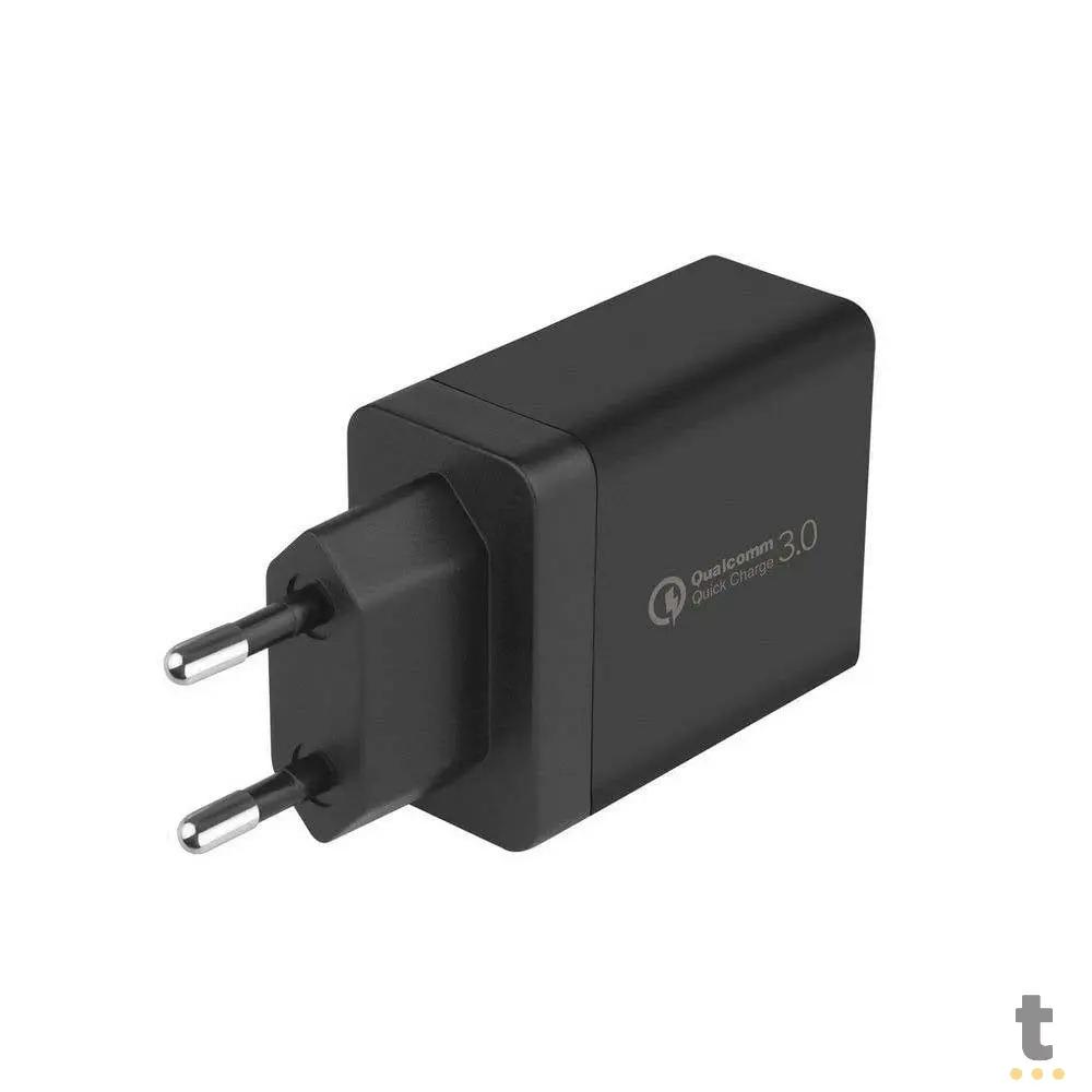 Carregador De Parede GShield Triplo USB Turbo 18W Preto S/ Cabo - NFQRZ4M4Y-IP Truedata