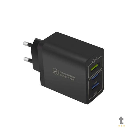 Carregador De Parede GShield Triplo USB Turbo 18W Preto S/ Cabo - NFQRZ4M4Y-IP Truedata