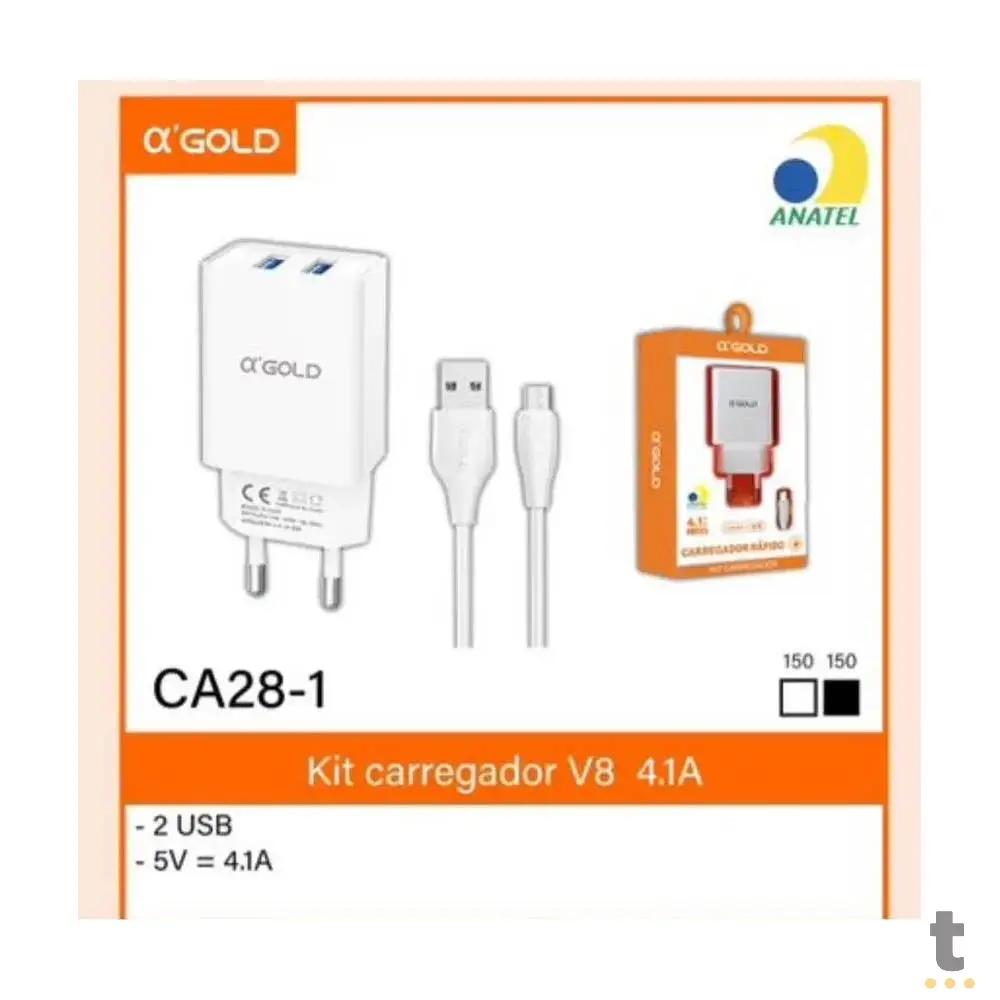 Carregador De Parede aGold 2 Usb 4.1a C/ Cabo V8 - CA28-1 Truedata