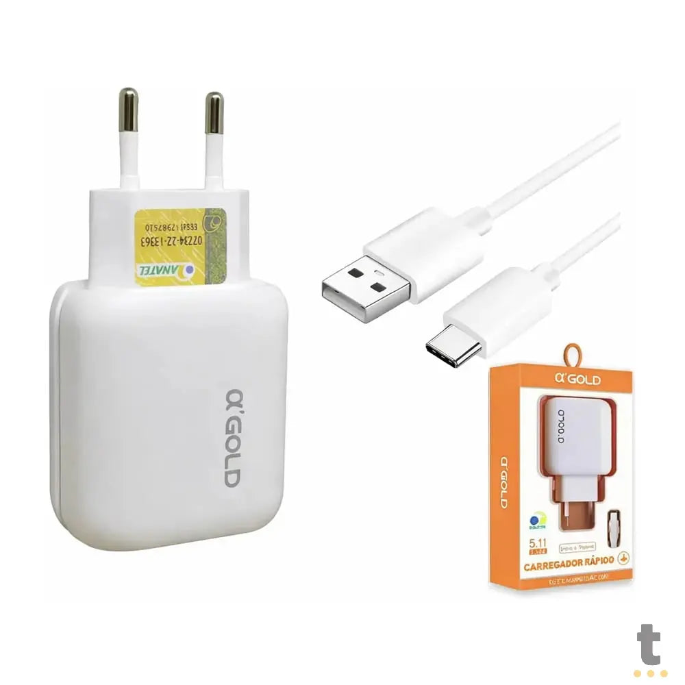 Carregador De Parede aGold 2 Usb C/ Cabo Tipo C 5.1A - CA23-3 Truedata