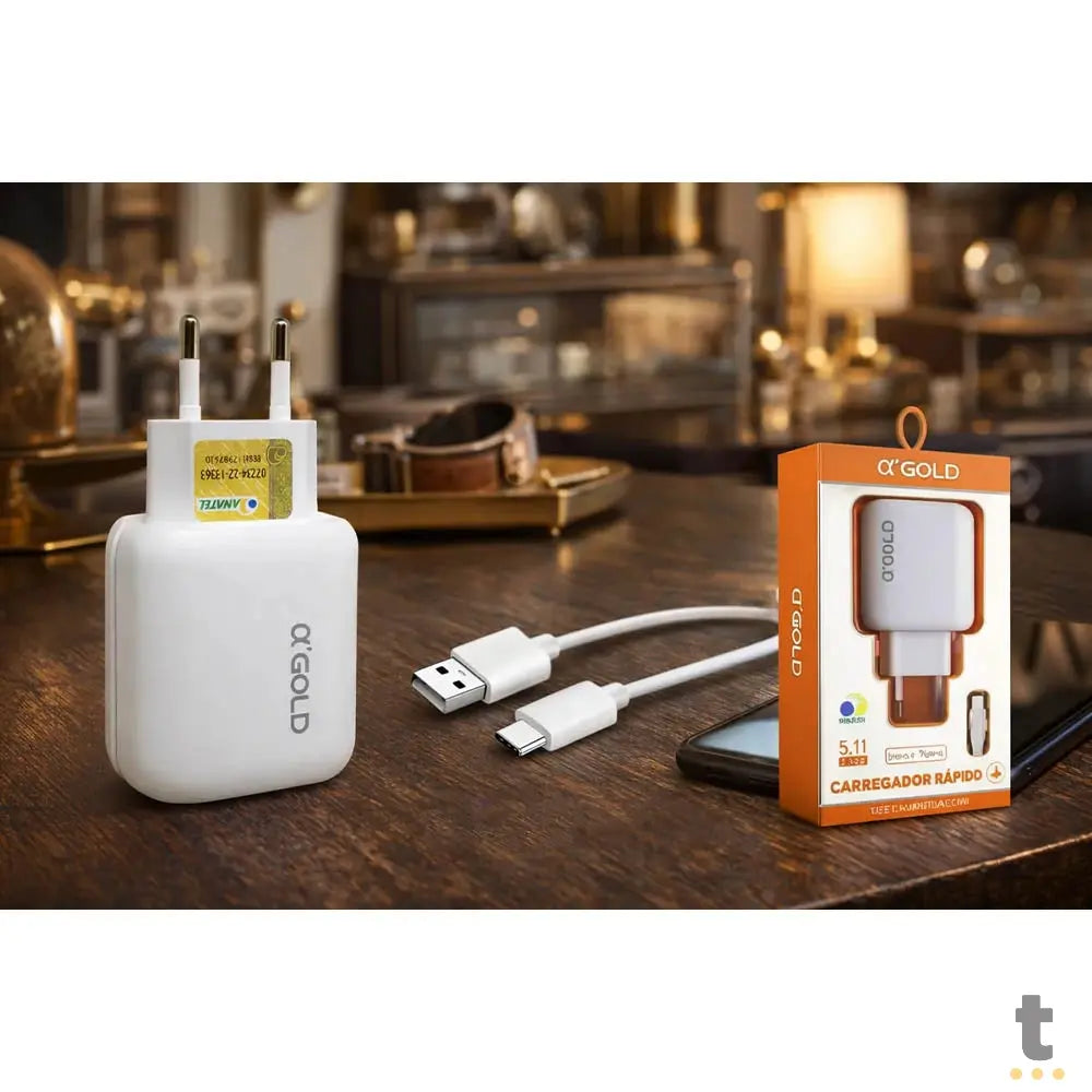 Carregador De Parede aGold 2 Usb C/ Cabo Tipo C 5.1A - CA23-3 Truedata