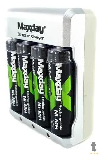 Carregador De Pilhas Maxday C/ 4 Pilhas AA Standard Charger Truedata