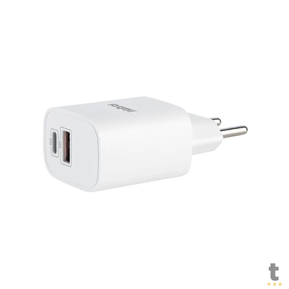 Carregador De Tomada com 1 Saída Usb 2,4A + 1 Saída Tipo C PD 20W Intelbras EC11 Branco - 4820046 Truedata