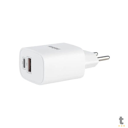 Carregador De Tomada com 1 Saída Usb 2,4A + 1 Saída Tipo C PD 20W Intelbras EC11 Branco - 4820046 Truedata