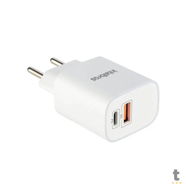 Carregador De Tomada com 1 Saída Usb 2,4A + 1 Saída Tipo C PD 20W Intelbras EC11 Branco - 4820046