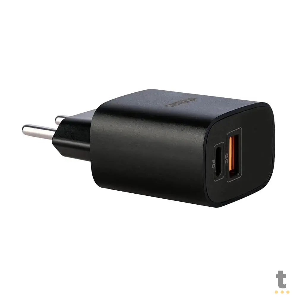 Carregador De Tomada com 1 Saída Usb 2,4A + 1 Saída Tipo C PD 20W Intelbras EC11 Preto - 4820106 Truedata