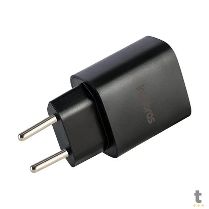 Carregador De Tomada com 1 Saída Usb 2,4A + 1 Saída Tipo C PD 20W Intelbras EC11 Preto - 4820106 Truedata