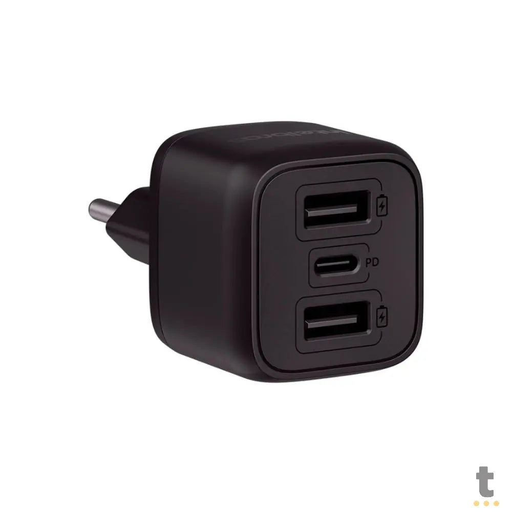 Carregador De Tomada com 2 Saídas Usb-A + 1 Saída USB Tipo C 32W Turbo Intelbras EC 12 Power Preto - 4820192 Truedata