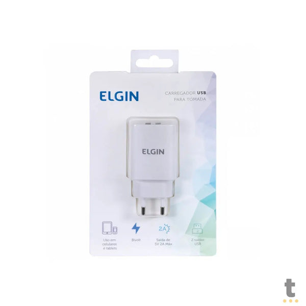Carregador De Tomada com 2 Saídas Usb Elgin 5V 2.1A Bivolt - 27597