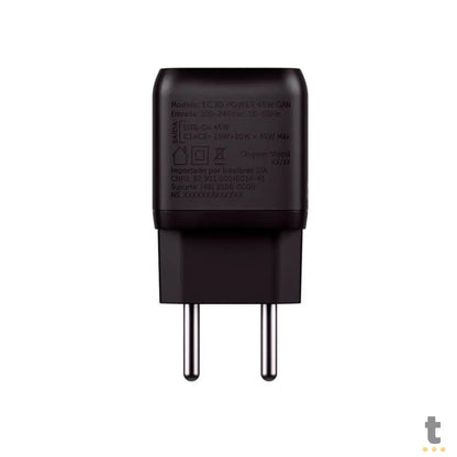 Carregador De Tomada com 2 Saídas Usb Tipo C 45W Turbo Intelbras EC 20 Preto - 4820191 Truedata