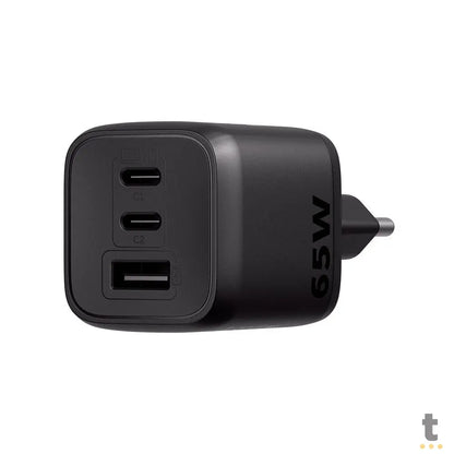 Carregador De Tomada com 2 Saídas Usb Tipo C + 1 Saída USB-A 65W Turbo Intelbras EC 21 Preto - 4820190 Truedata