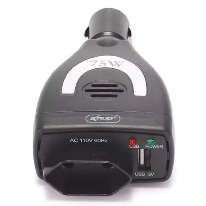 Carregador Inversor 12v Para 110v Veicular 75w Knup Kp-552 Saida Ac E Usb Truedata