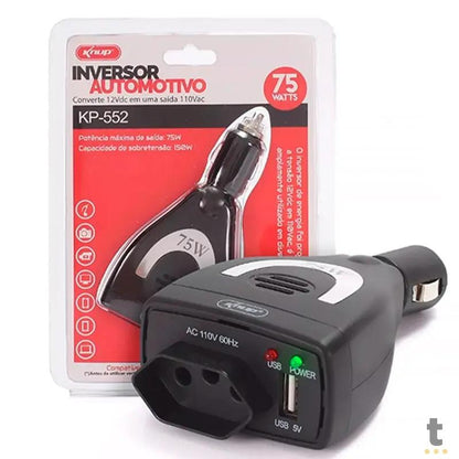 Carregador Inversor 12v Para 110v Veicular 75w Knup Kp-552 Saida Ac E Usb Truedata