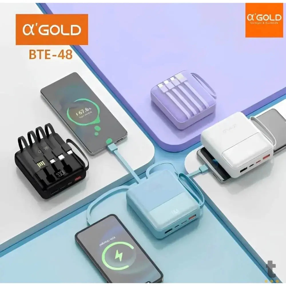 Carregador Portátil Power Bank AGold 10000Mah Multiconexões Turbo PD 22.5W - BTE-48 Truedata