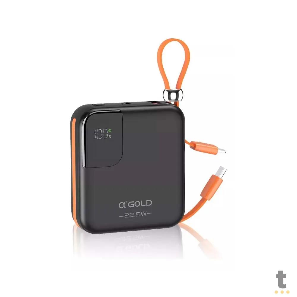 Carregador Portátil Power Bank AGold 10000Mah Turbo e PD Usb Tipo C e Lighting Preto - BTE-48A Truedata