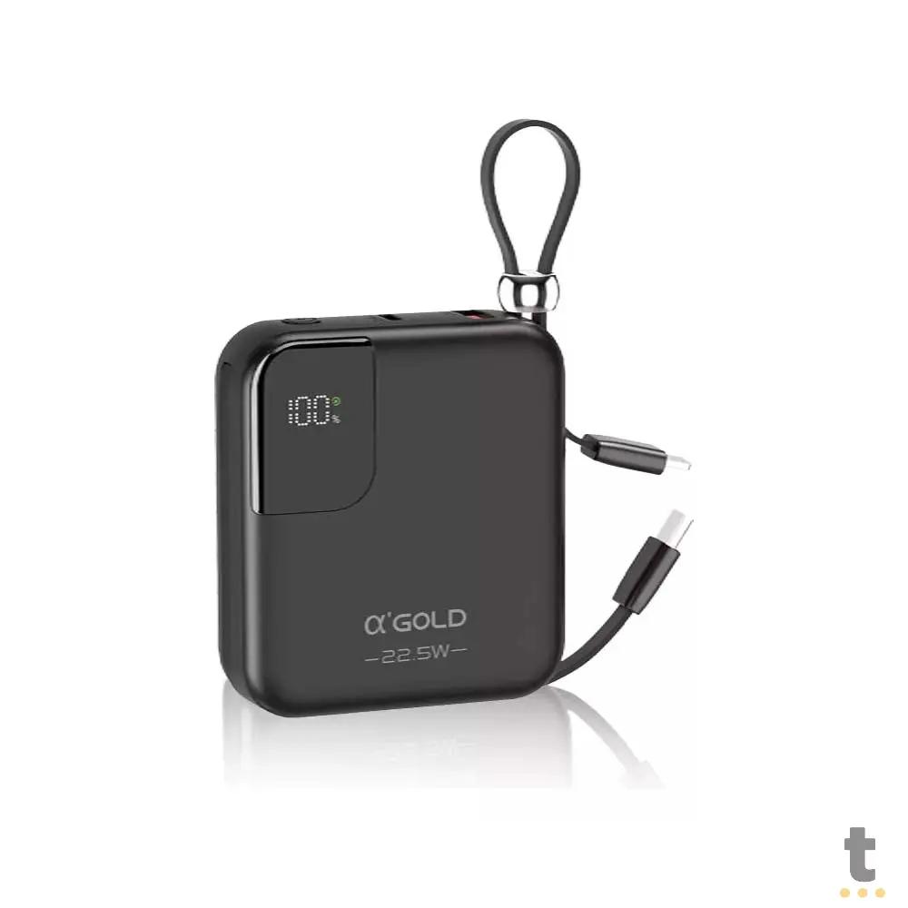 Carregador Portátil Power Bank AGold 10000Mah Turbo e PD Usb Tipo C e Lighting Preto - BTE-48A Truedata