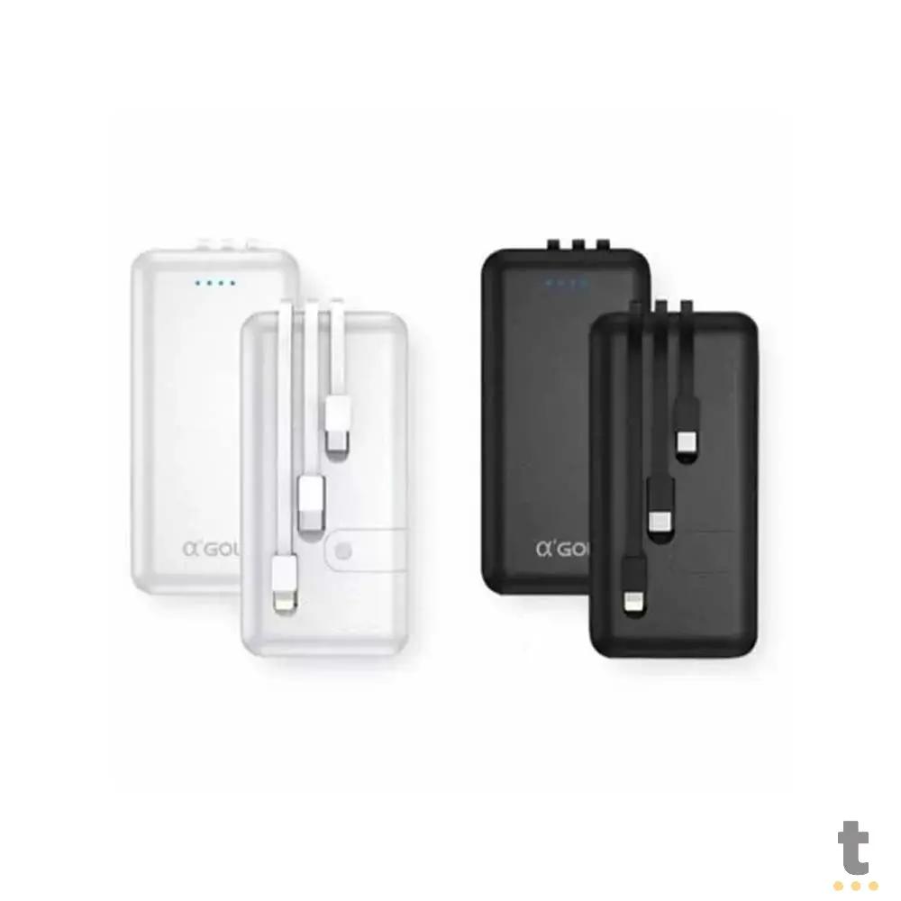 Carregador Portátil Power Bank AGold 10000Mah USB V8, Tipo C e Lighting - BTE-28 Truedata