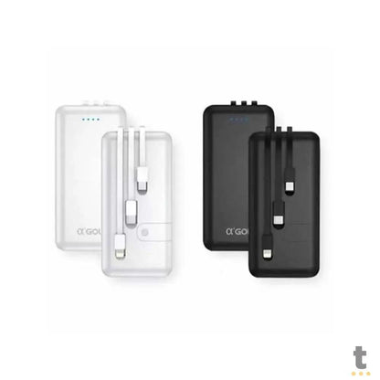 Carregador Portátil Power Bank AGold 10000Mah USB V8, Tipo C e Lighting - BTE-28 Truedata